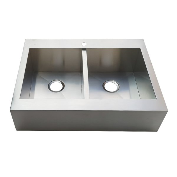 Gourmetier GKTDF362491 Edinburg Drop-In 36" Double Bowl Kitchen Sink, Brushed GKTDF362491